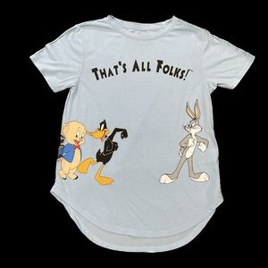 VTG Looney Tunes Bugs, Taz, Porky, Daffy & Marvin T-Shirt Size Medium Juniors